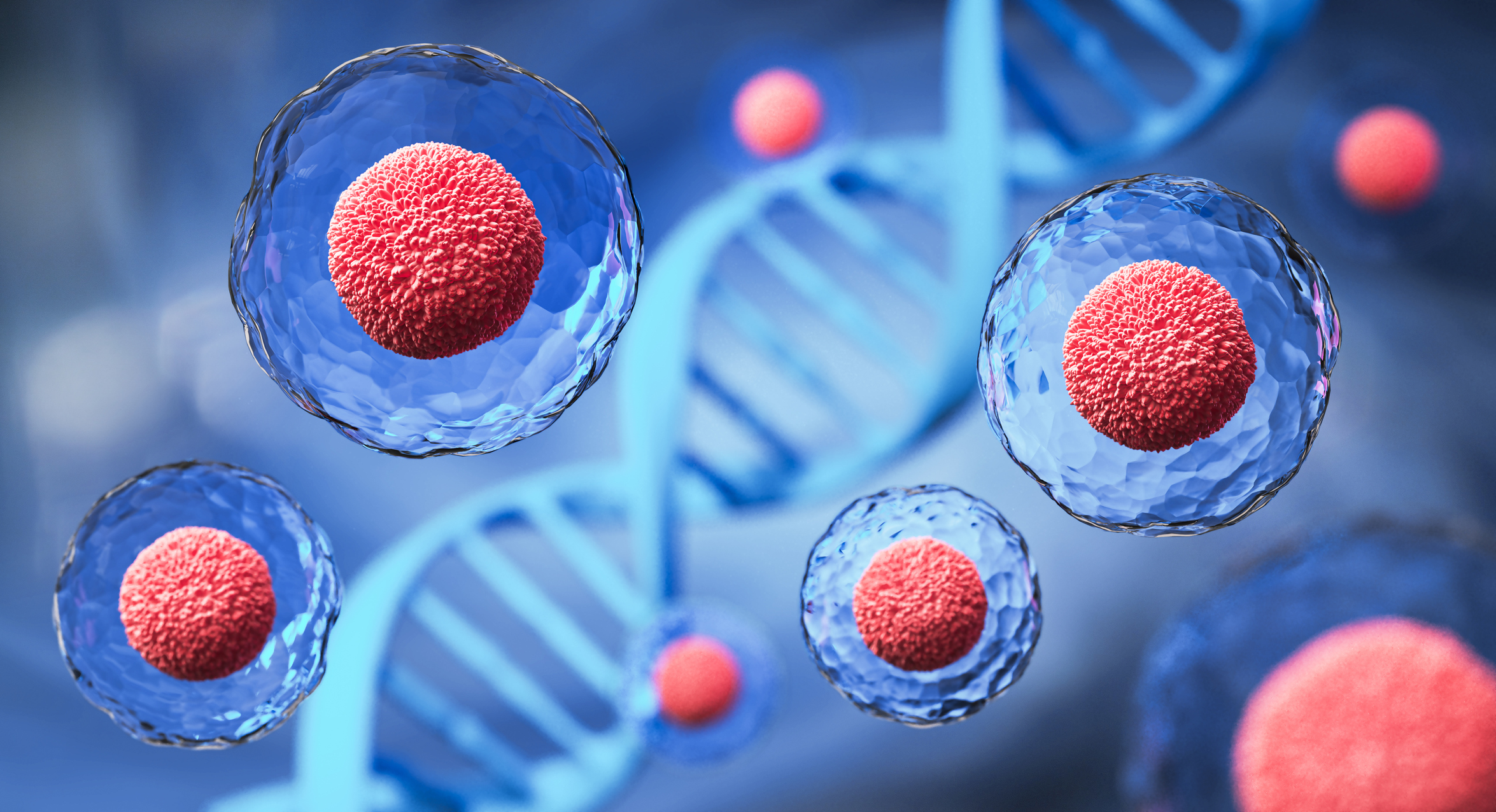 3d rendering of Human cell or Embryonic stem cell microscope background.