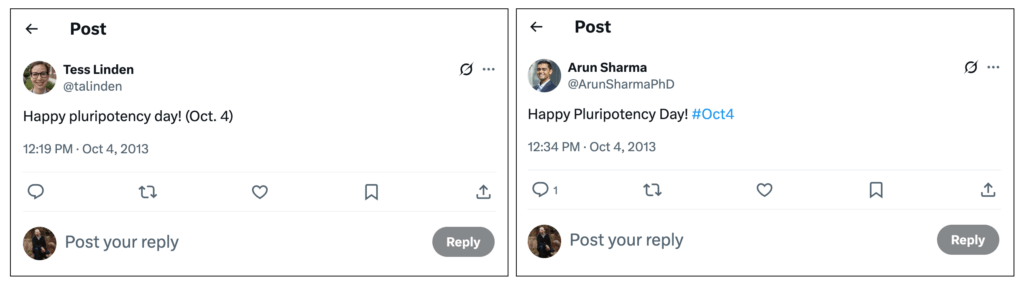 Historical tweets referencing Oct4